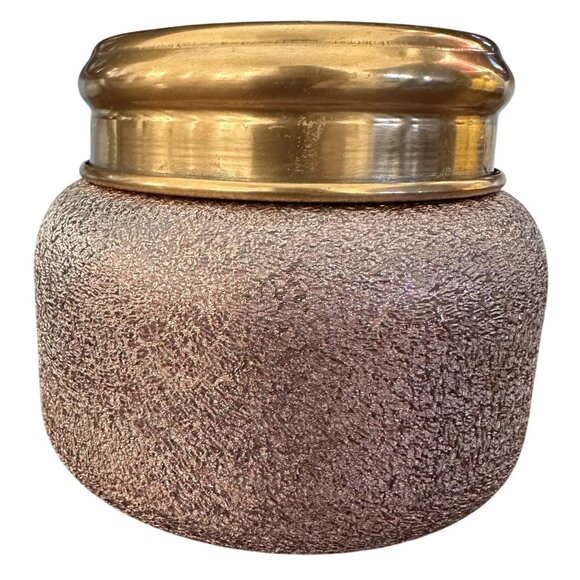 Capri Blue Empty Candle Jar 19oz Rose Gold Glam Glass Glitter Brass Lid DIY - Picture 1 of 5